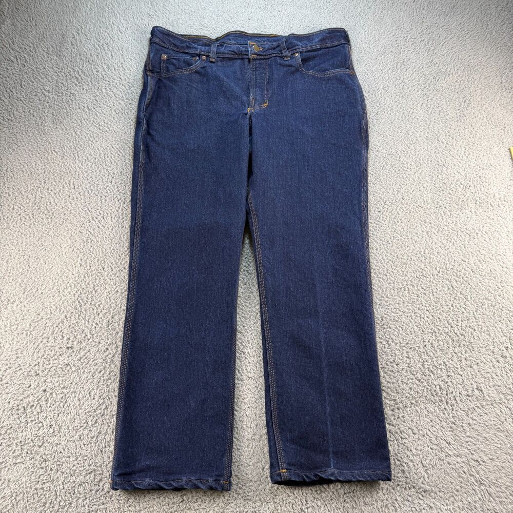 Origin Jeans Mens 38x30 Blue Straight Heavyweight Stretch Workwear USA Logo